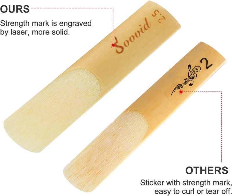 Sovvid 10 Pack Professional Alto Saxophone Reeds with Plastic Box, Strength 2.5 Alto Sax Reeds, Laser Engraved Marking & Thinner Reed Tip for Easy of Play, Traditional Reeds for Saxophone Alto - Image 4
